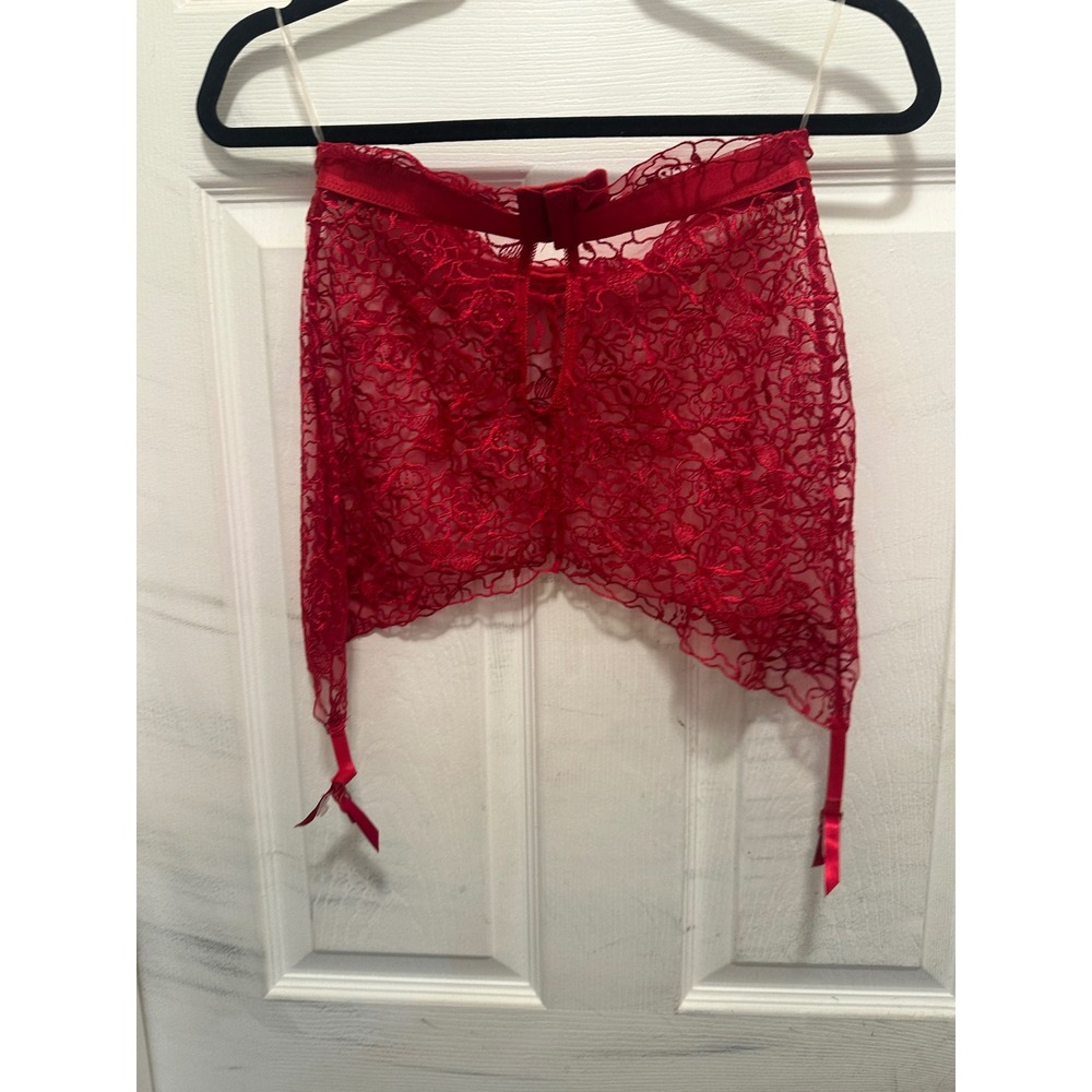 Dreamgirl Red Floral Lace Garter Belt Sheer Mesh Lingerie Style 12170 Small - Picture 3 of 3